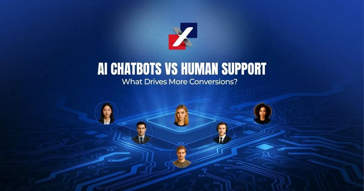 AI chatbots vs human customer support illustration