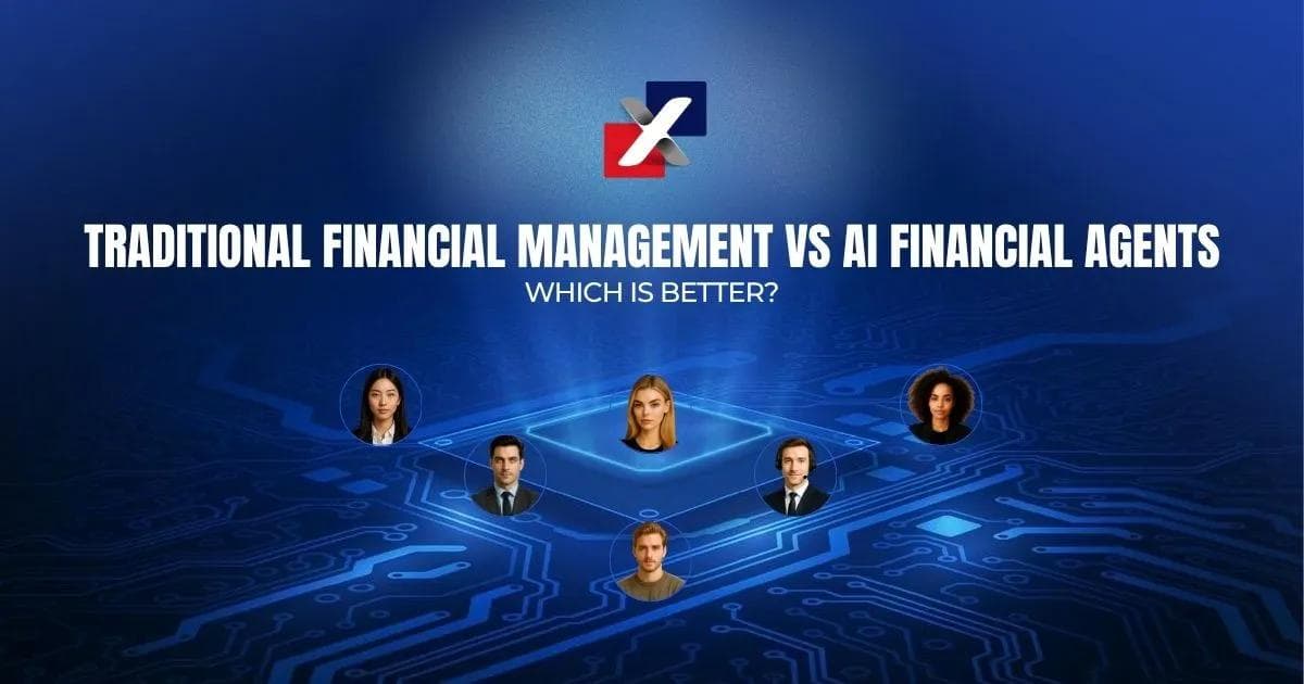 ExactFlow blog banner comparing traditional financial management with AI financial agents for e-commerce