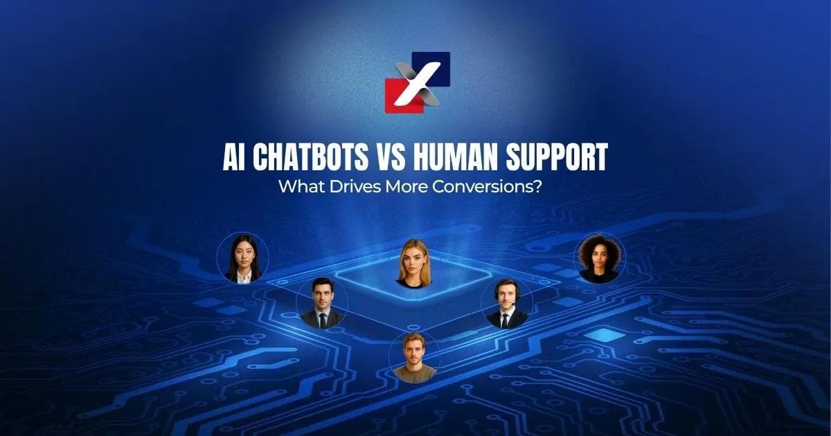AI chatbots vs human customer support illustration